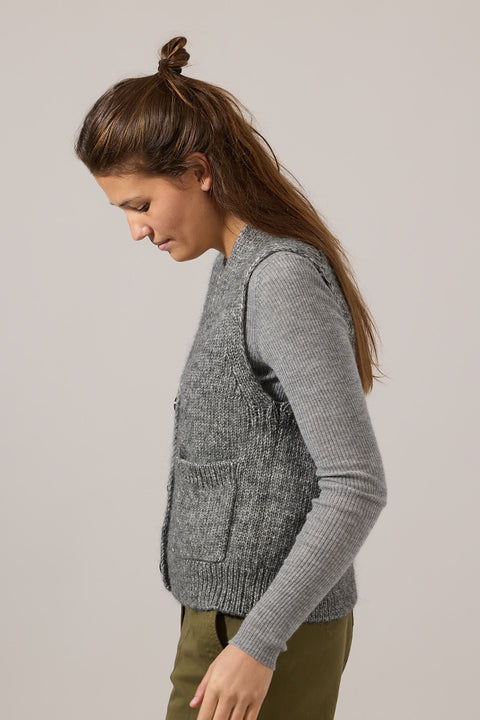 Vest - Button through Tank Grey Melange