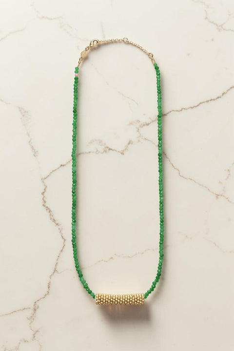 Halskjede - Tan Line Necklace Green Jade