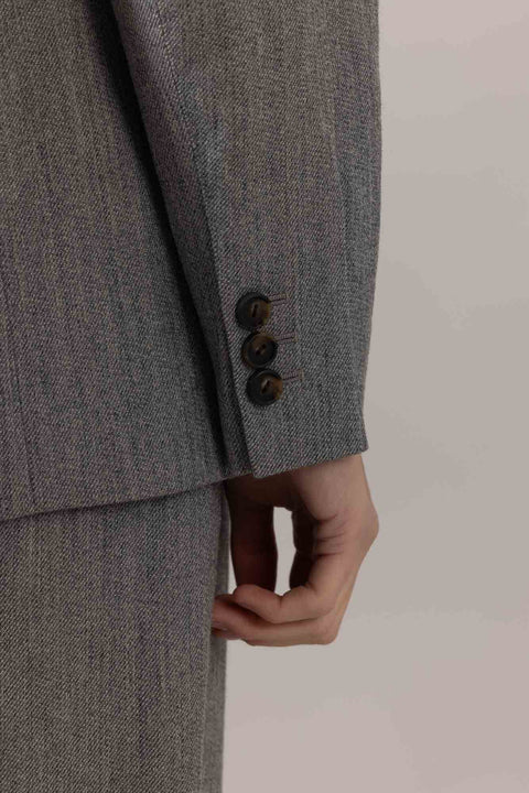 Blazer - Twill Double Breasted Stone Grey