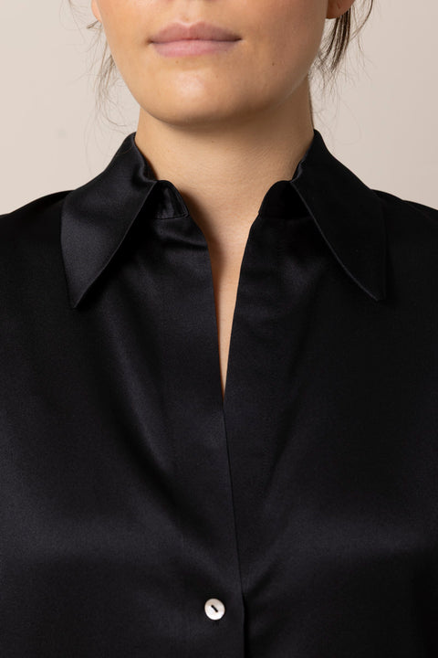 Bluse - Cap SLV Ruched BK Blouse Black