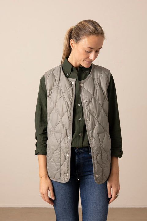 Vest - Military Crew Neck Down Vest Dark Sage Green