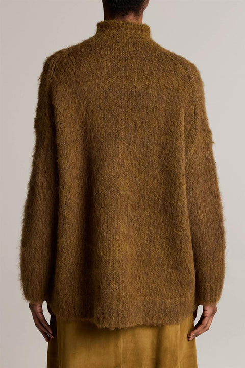 Genser - Oversized Brushed Mock Nk Moss Ochre