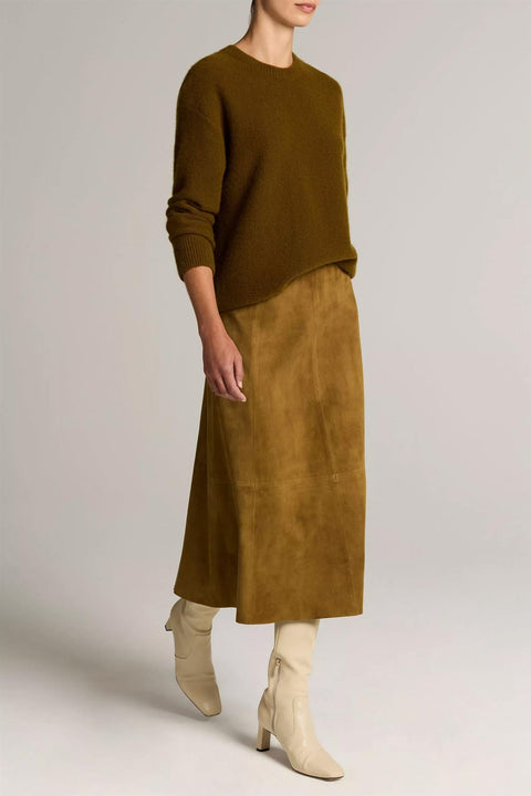 Skjørt - Suede Midi Skirt Moss Ochre