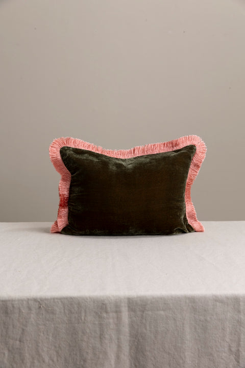 Putetrekk - Fringe 30x40cm Olive/Peach Rose