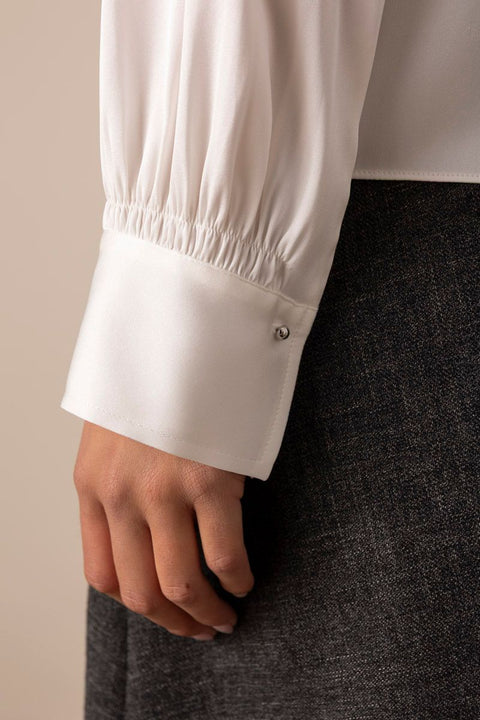 Bluse - Placed Smocked L/S Blouse Off-White