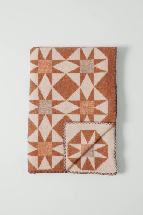 Pledd - Jacquard Star Rust/Soft Peach