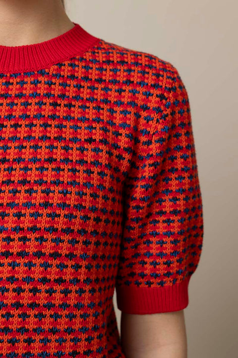 Genser - Jacquard Knitted Top Red Multi