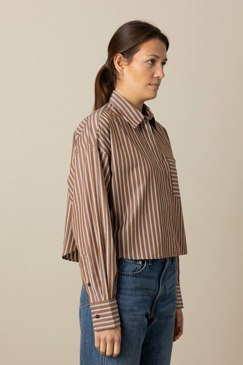 Skjorte - Marin Cropped Striped Shirt