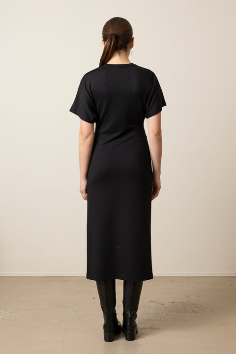 Kjole - S/S Side Rouche Dress Black