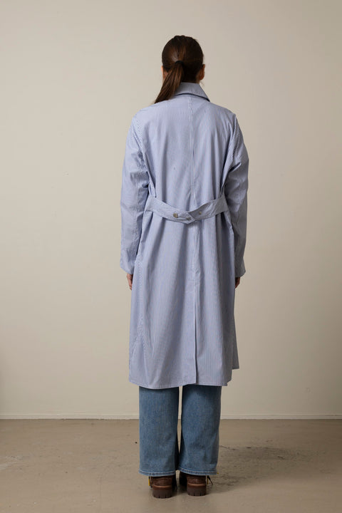 Jakke - Gayle Stripe Poplin Trench Blue Stripe