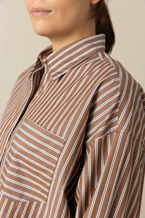 Skjorte - Marin Cropped Striped Shirt