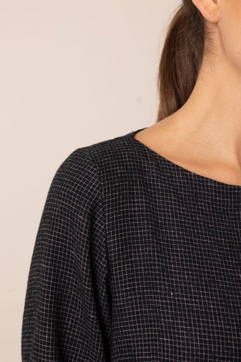 Kjole - Freya Cotton Cashmere Black/Ecru