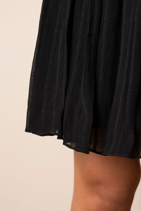 Kjole - Crinkle Stripe Mock NK L/S Black