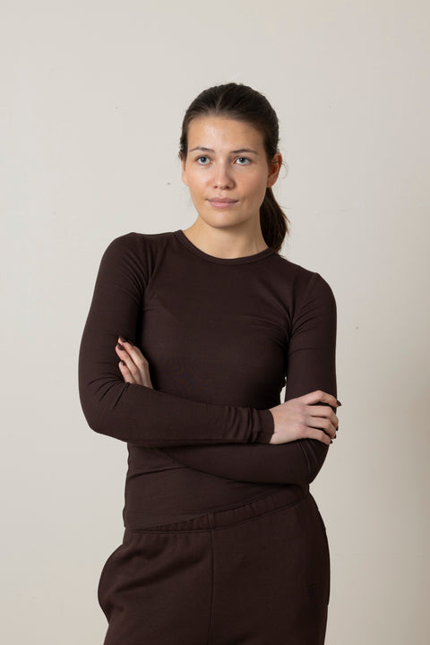 Genser - Longsleeve Fitted Top Espresso