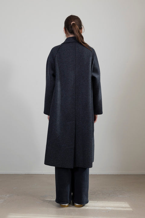 Kåpe - Balmacaan Patterned Cashmere Blend Anthracite