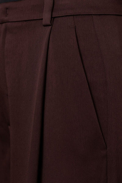 Bukse - Mid-Rise Wide Leg Pleated Dark Fig