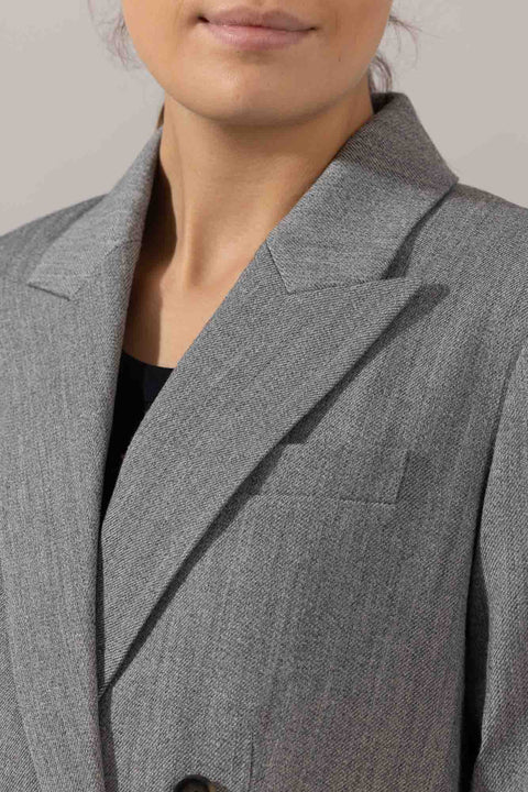 Blazer - Twill Double Breasted Stone Grey