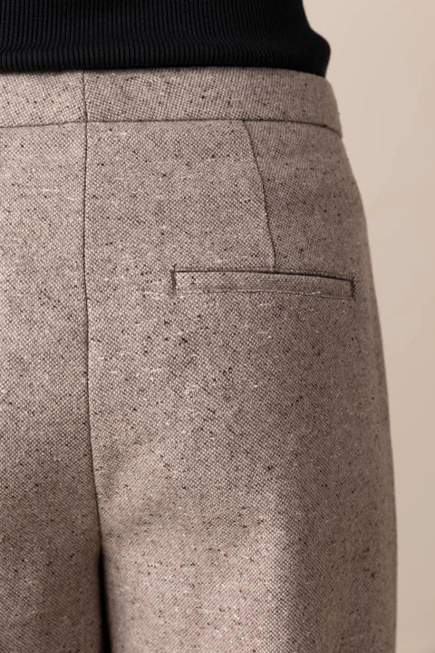 Bukse - Mid-Rise Donegal Wide Leg Oat Stone