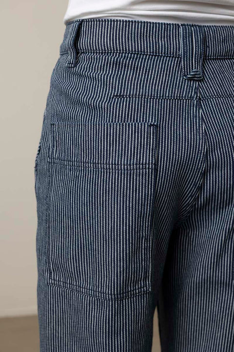 Bukse - Hickory Stripe Wide Leg Denim Ecru/Indigo