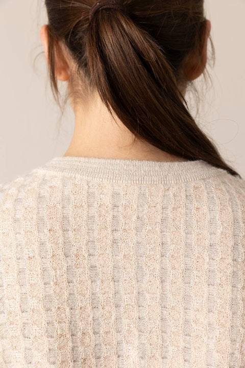 Cardigan - The Lurex Check Cream