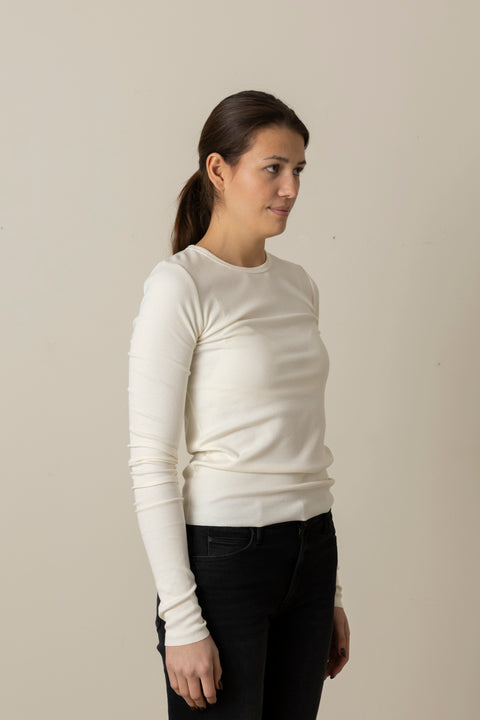 Genser - Long Sleeve Fitted Top Cream