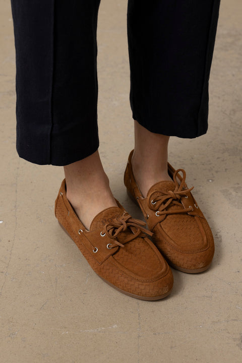 Sko - Boat Loafer Woven Cognac