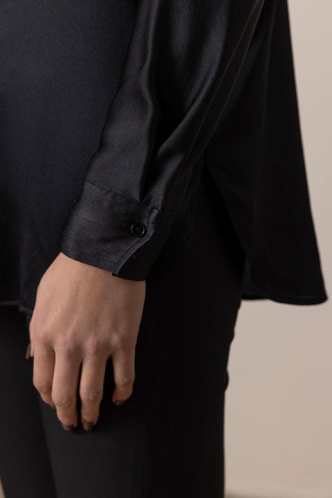 Bluse - Band Collar Blouse Black