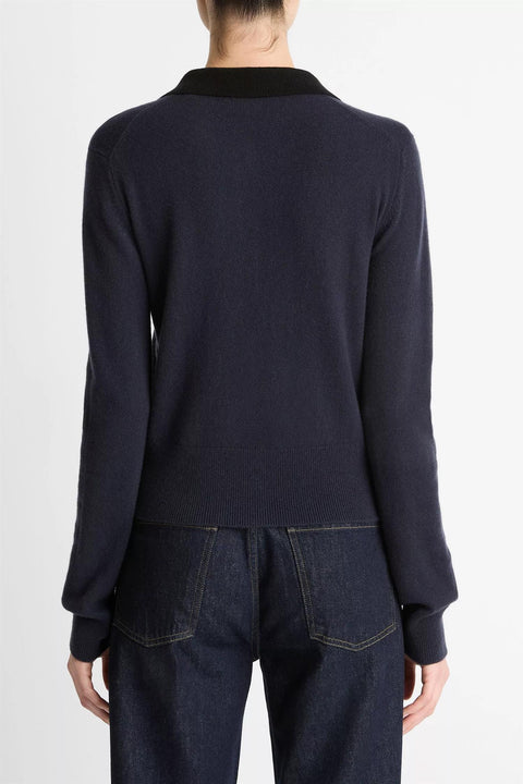 Cardigan - Cash Blend Contrast Collared Cardi