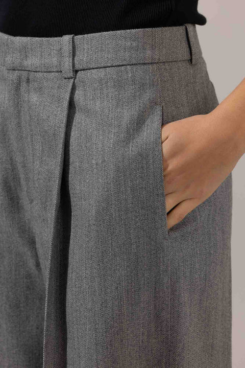 Bukse - High Waist Twill Stone Grey