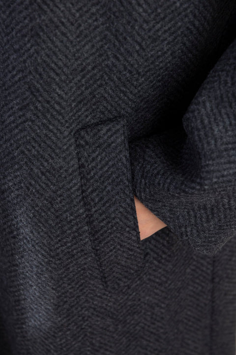 Kåpe - Balmacaan Patterned Cashmere Blend Anthracite