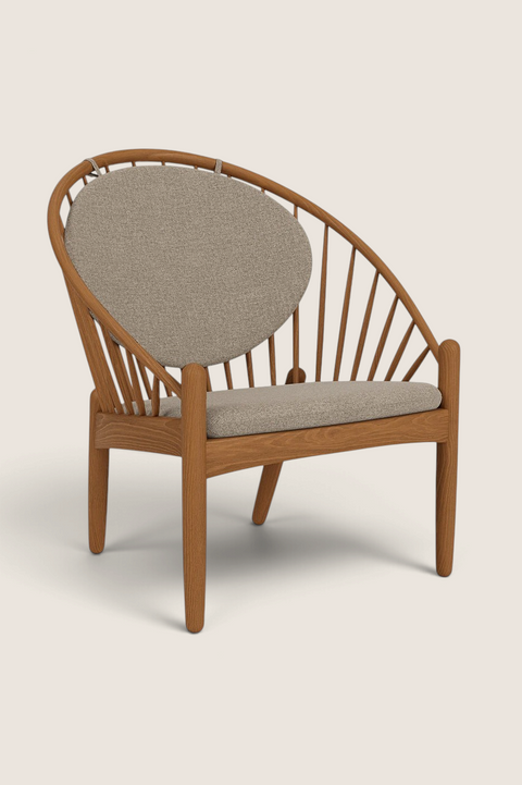 Bolina J166 Jørna lounge chair in smoked oak with light grey upholstered seat and back cushion