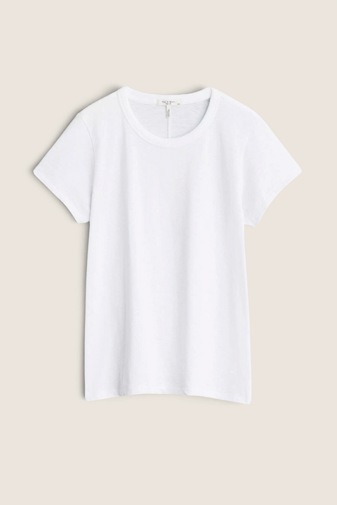 Bolina Rag & Bone white slub pima cotton t-shirt with a round neck and slim fit