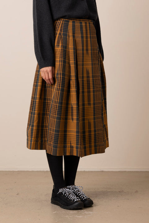Skjørt - Space Dyed Check Wrap Skirt Golden Brown