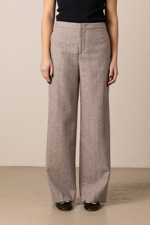 Bukse - Mid-Rise Donegal Wide Leg Oat Stone