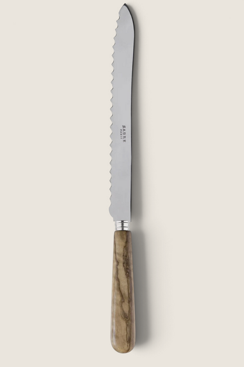 Bolina brødkniv Lavandou med langt taggete blad i rustfritt stål og håndtak i naturlig oliventre
