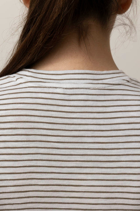 T-skjorte - Striped Elbow SLV Crew Tapenade Combo