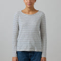 Genser - Stripe Open Neck Tee Stone