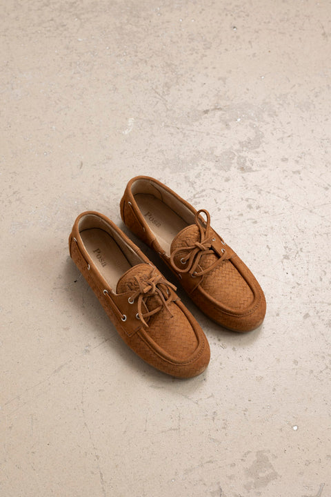 Sko - Boat Loafer Woven Cognac