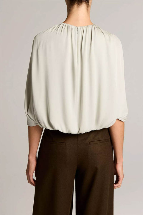 Bluse - Gathered Cape Bubble Blouse Stone Sage