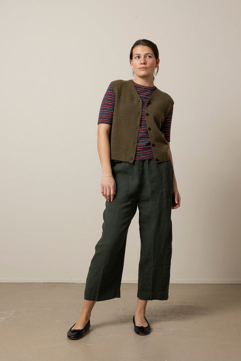 Vest - V-Neck Wool Cashmere Tank Olive Melange