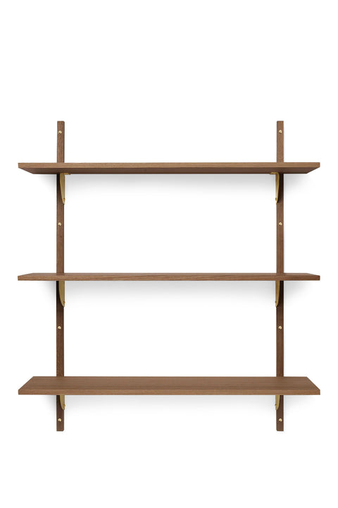 Hylle - Sector Shelf Triple/Wide Smoked Oak/Brass