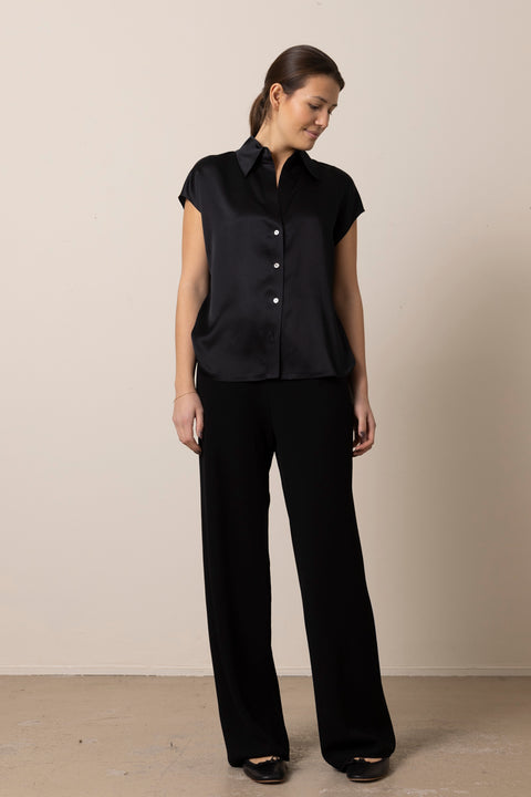 Bluse - Cap SLV Ruched BK Blouse Black