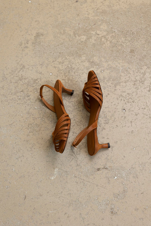 Sko - Sandales NO460 Cuir Imprime Lézard Cognac