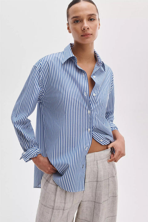 Skjorte - Connie Striped Shirt Navy Stripe