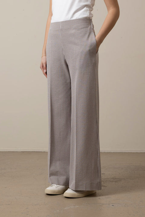 Bukse - Flared Trousers Coolmax Seersucker Tobacco/White