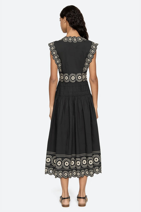 Kjole - Mirabel Print Midi Dress Black
