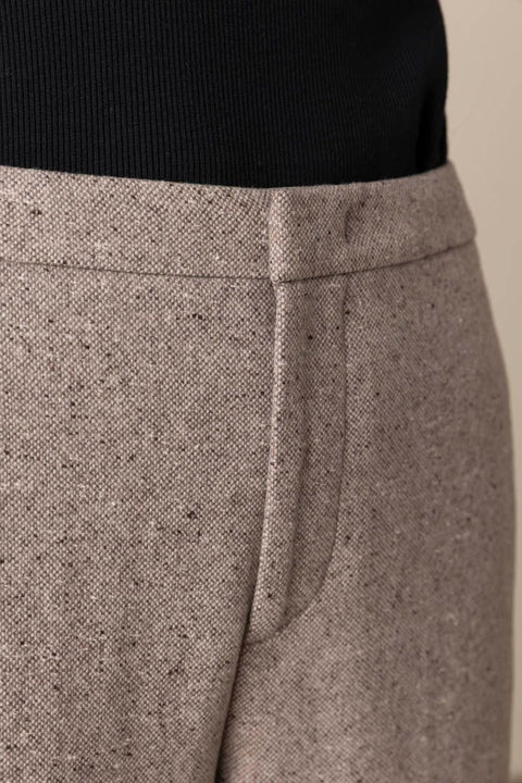 Bukse - Mid-Rise Donegal Wide Leg Oat Stone