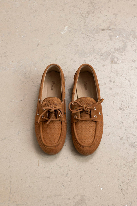 Sko - Boat Loafer Woven Cognac