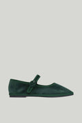 Sko - Ballerina Mary Jane Flats Velluto Alloro Green