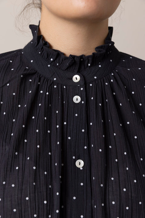 Skjorte - Hannah Shirt Black/White Dot